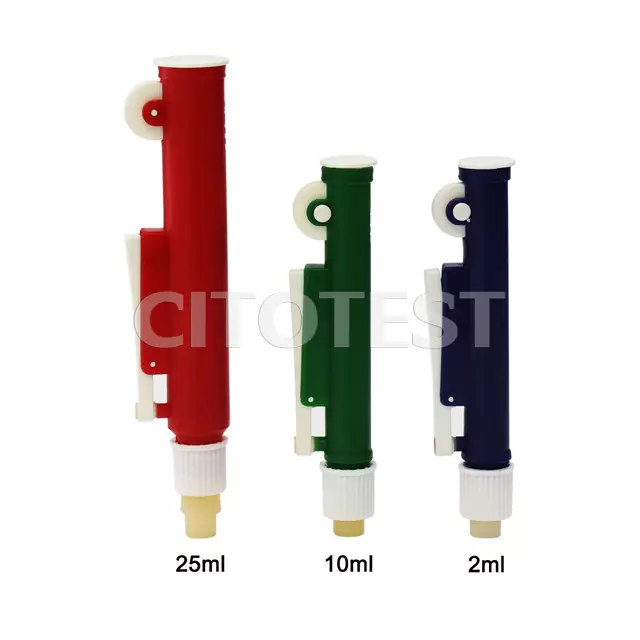 صورة مضخة ماصات يدوية (بايبت بامب) 2 و10 و25 مل (Pipette Pump Filler 2ml 10ml 25ml Manual Pipettor) - واقف للتجارة صنعاء