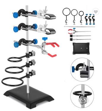 صورة طقم حامل مخبري (ستاند) مع ملاقط وحلقات (Retort Stand Set with Clamps & Rings) - واقف للتجارة صنعاء