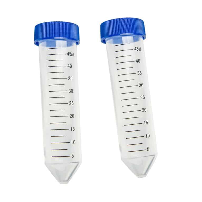 صورة أنابيب طرد مركزي 50 مل مخروطية بغطاء لولبي (50ml Conical Centrifuge Tubes with Blue Screw Cap - Graduated Falcon Tube) - واقف للتجارة صنعاء