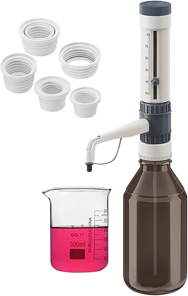 صورة موزع محاليل فوق العبوة (ديسبنسر) مع محابس (Bottle-Top Dispenser with Adapters) - واقف للتجارة صنعاء