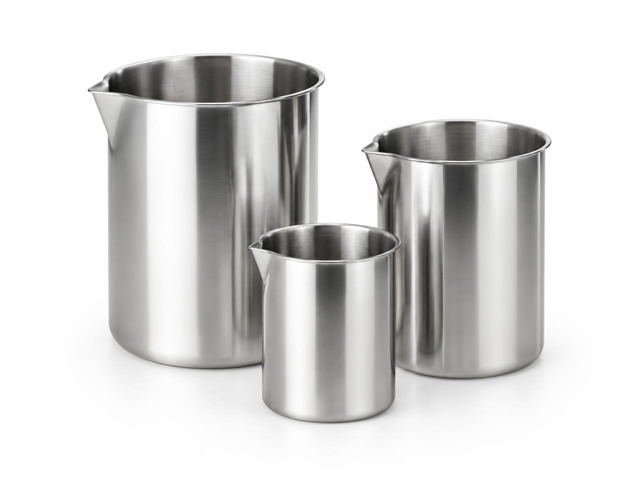 صورة بيكر ستانلس ستيل مقاسات متعددة (Stainless Steel Beaker Multiple Sizes) - واقف للتجارة صنعاء