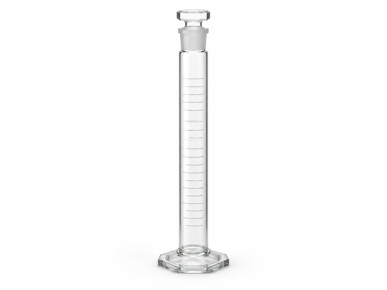 صورة سلندر زجاجي مدرج بغطاء 100 مل (Glass Measuring Cylinder with Stopper 100 ml) - واقف للتجارة صنعاء