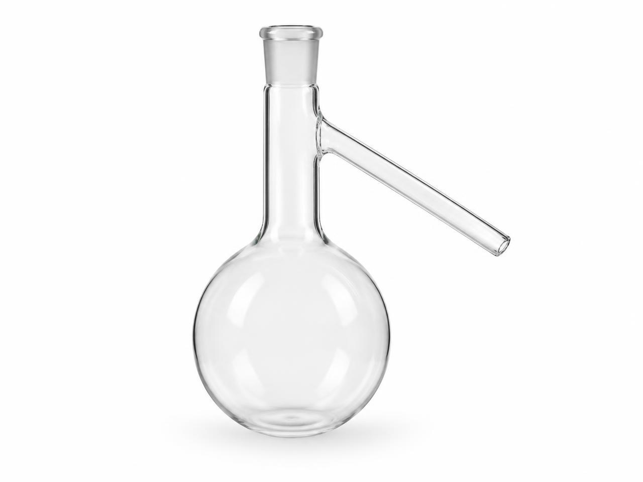 صورة دورق كروي بفتحة جانبية 125 مل (Round Bottom Distilling Flask with Side Arm 125 ml) - واقف للتجارة صنعاء
