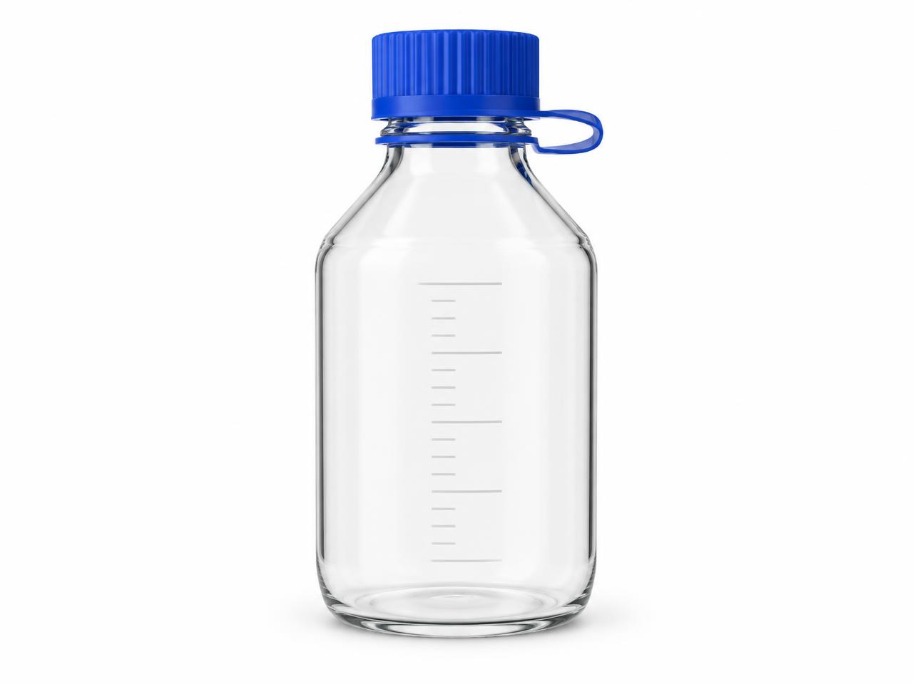صورة زجاجة محاليل حرارية بغطاء أزرق 100 مل (Autoclavable Media Bottle with Blue Cap 100 ml) - واقف للتجارة صنعاء